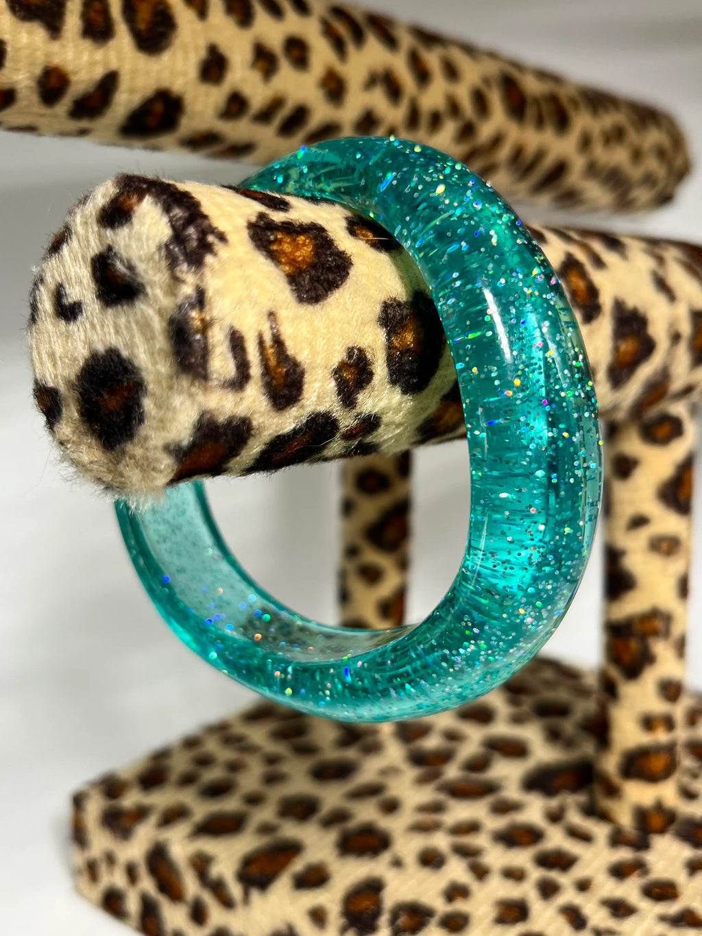 Aquamarine glitter bangle bracelet