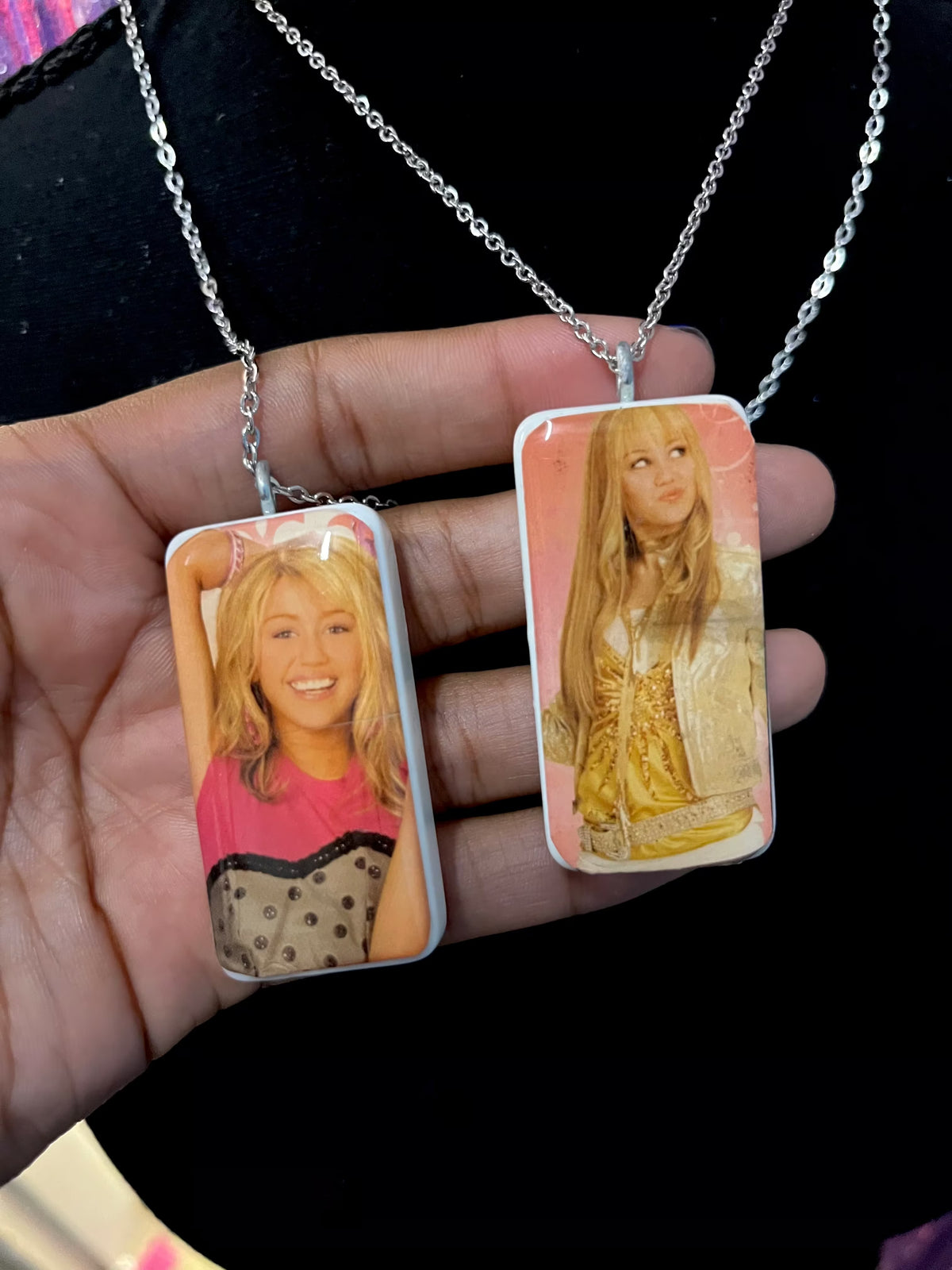 Stainless steel Hannah Montana Y2K Upcycled Vintage Domino Necklace