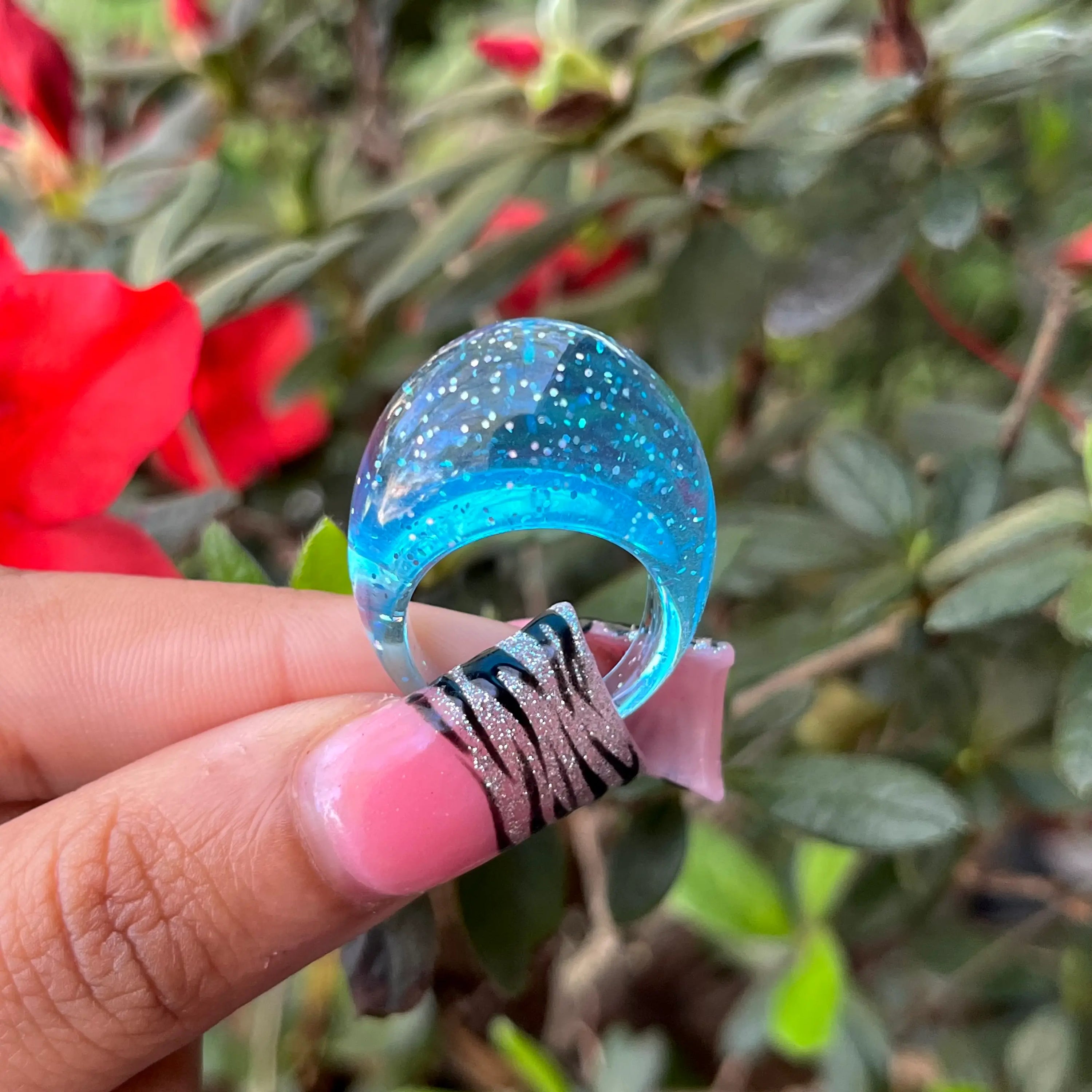 Teen spirit glitter dome rings