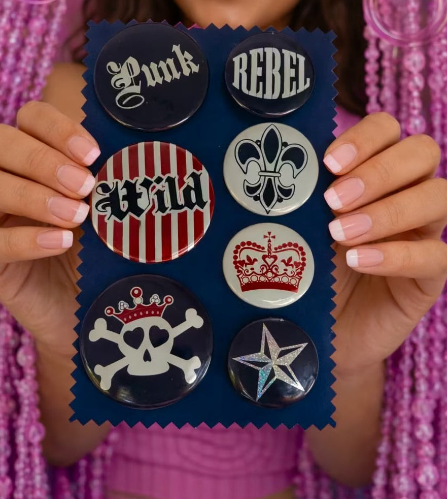 Punk rebel button pin set