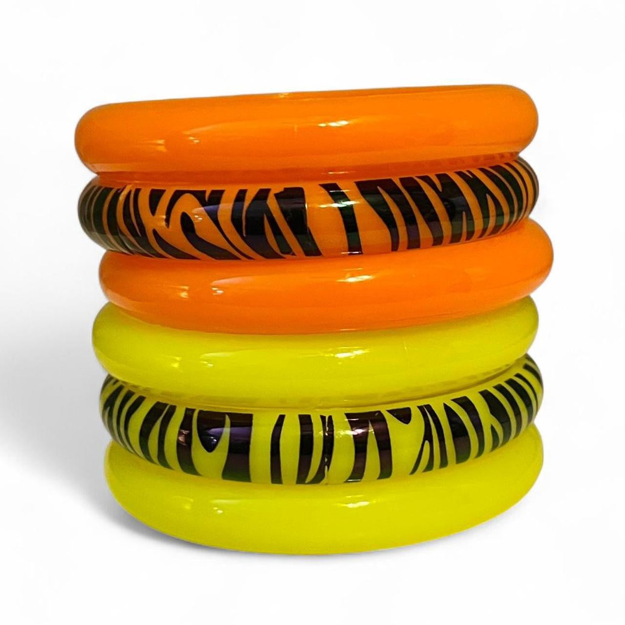 Stackable zebra print bangle bracelet sets