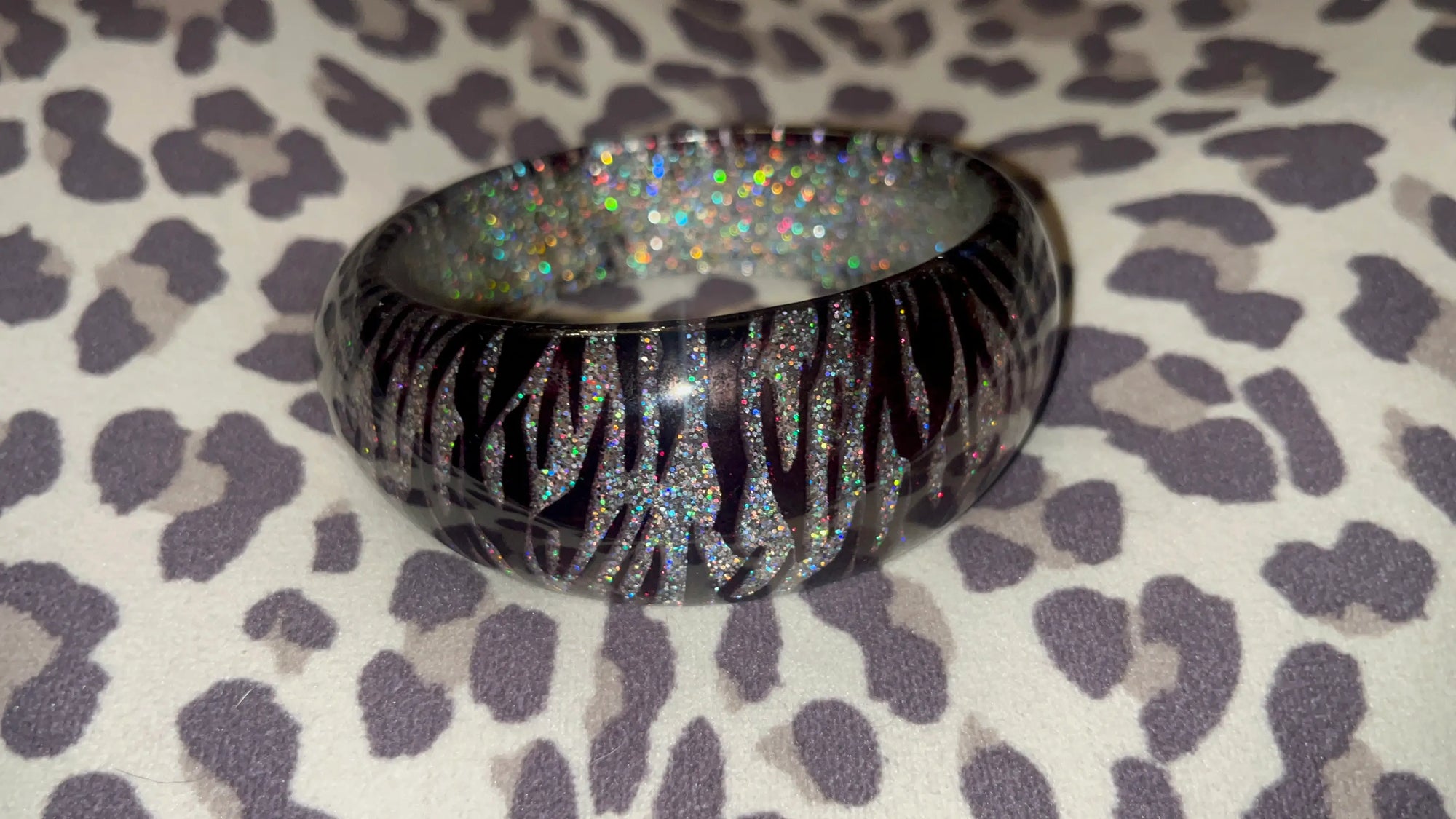 Vintage Zebra print glitter bangle bracelet