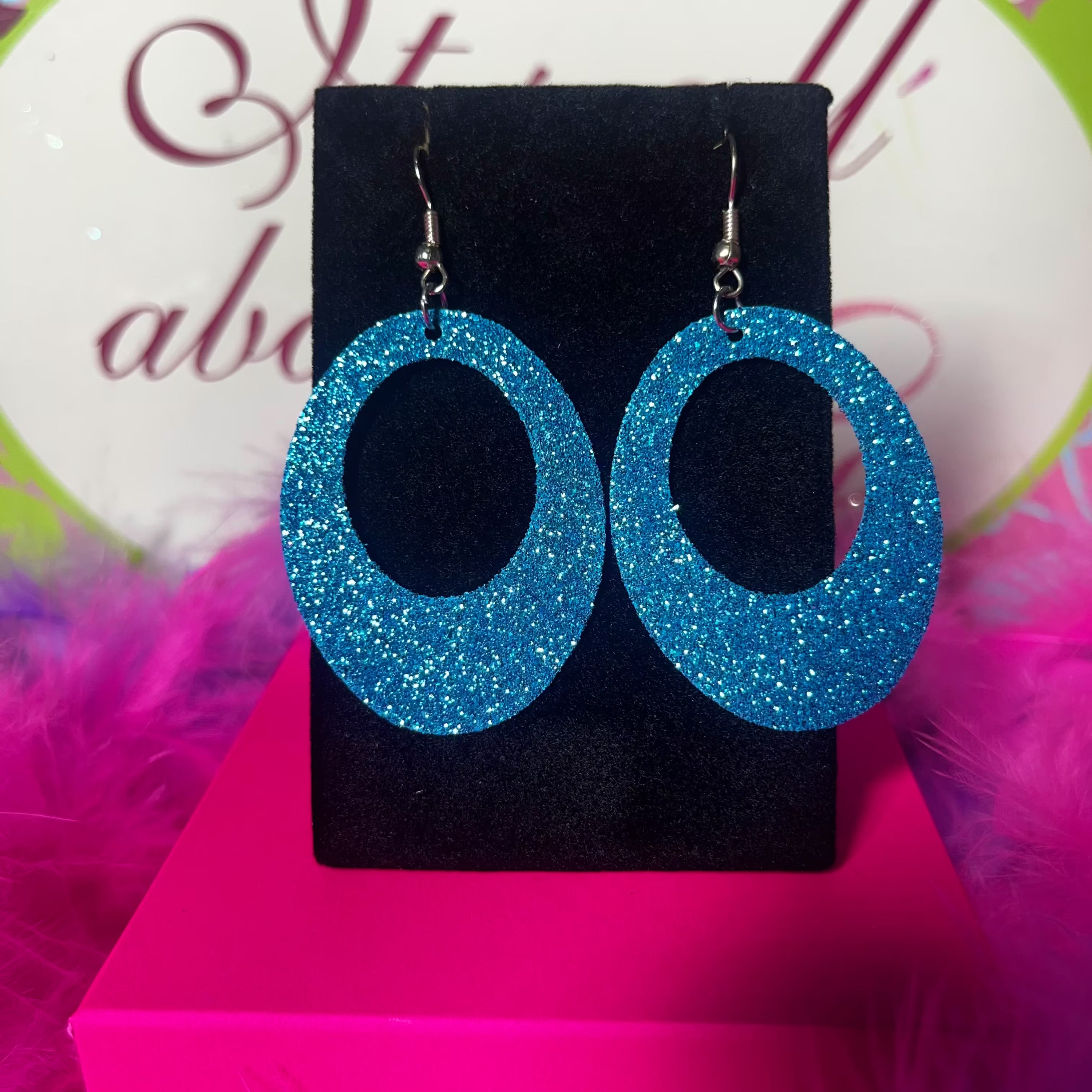 totally 2000s blue glitter earrings