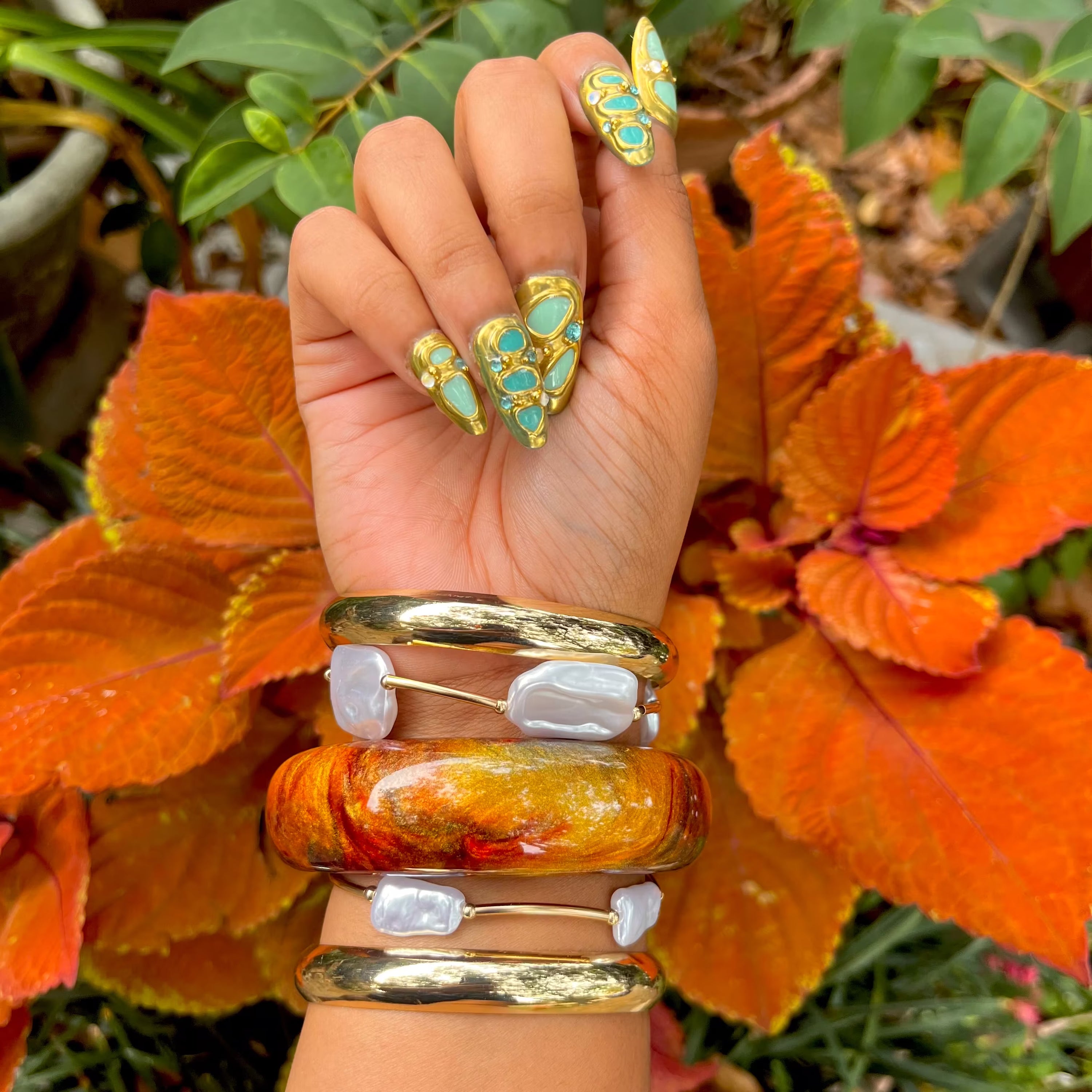 Fell in love in October bangle bracelet set