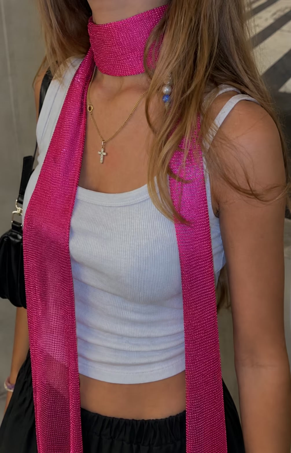 The hot pink Dakota scarf