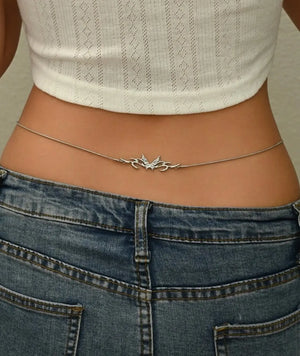 Lower back tattoo tribal butterfly body chain