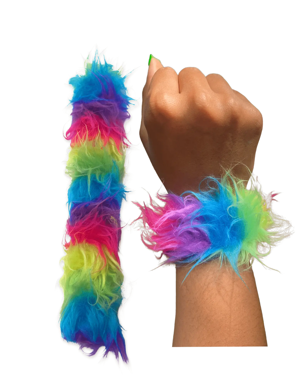 Fuzzy rainbow slap bracelets ♡