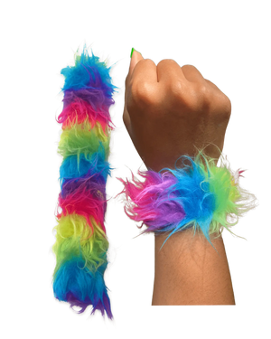 Fuzzy rainbow slap bracelets ♡