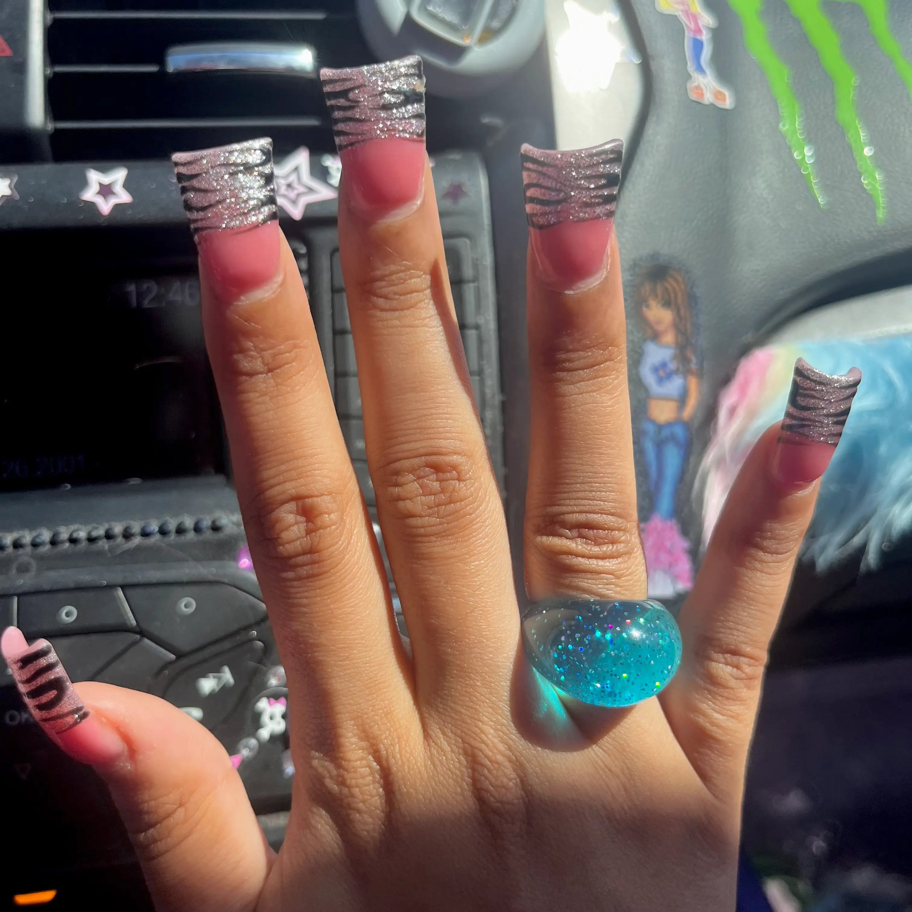 Teen spirit glitter dome rings