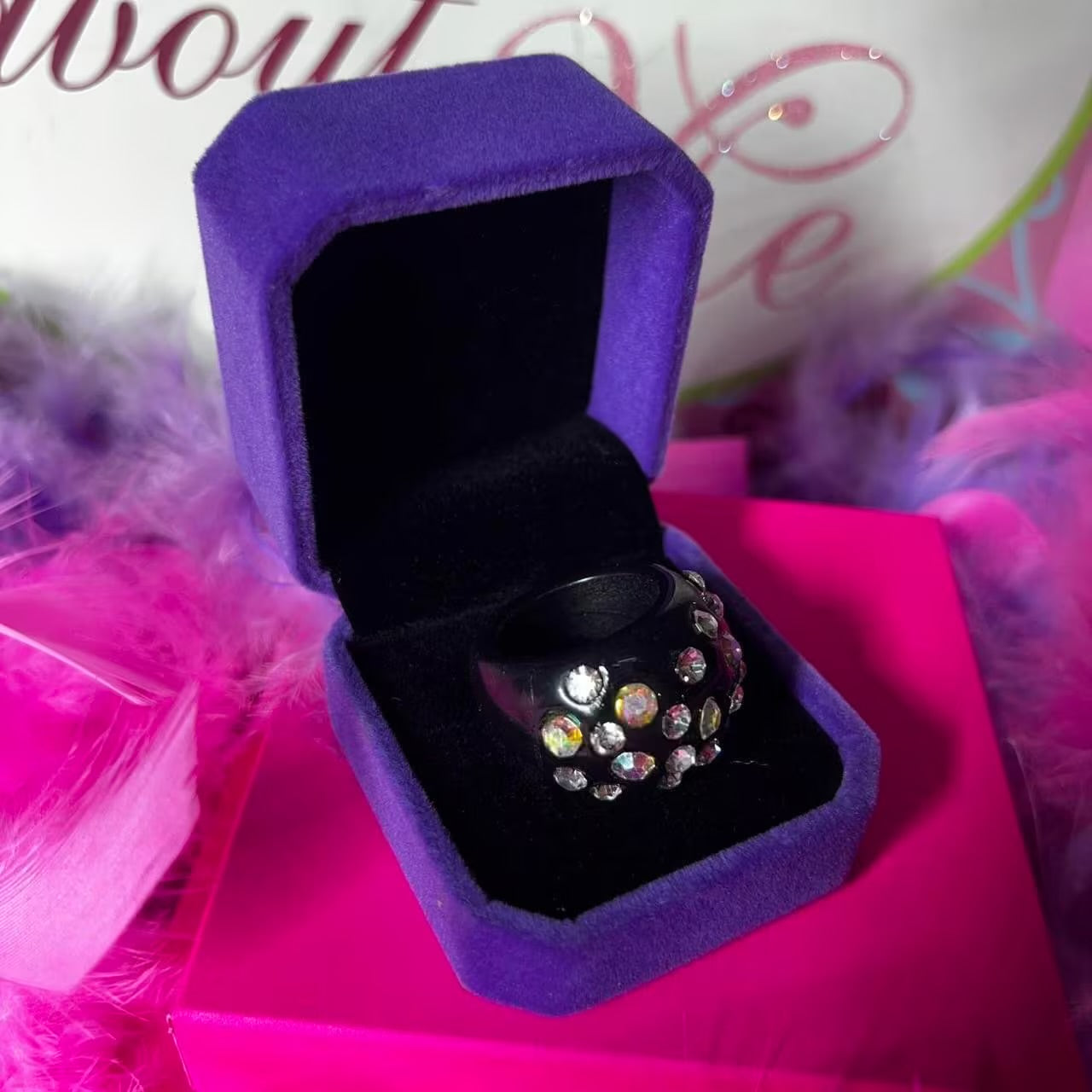 1999 vintage black diva dome ring
