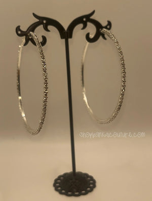 Icy girl silver hoop earrings