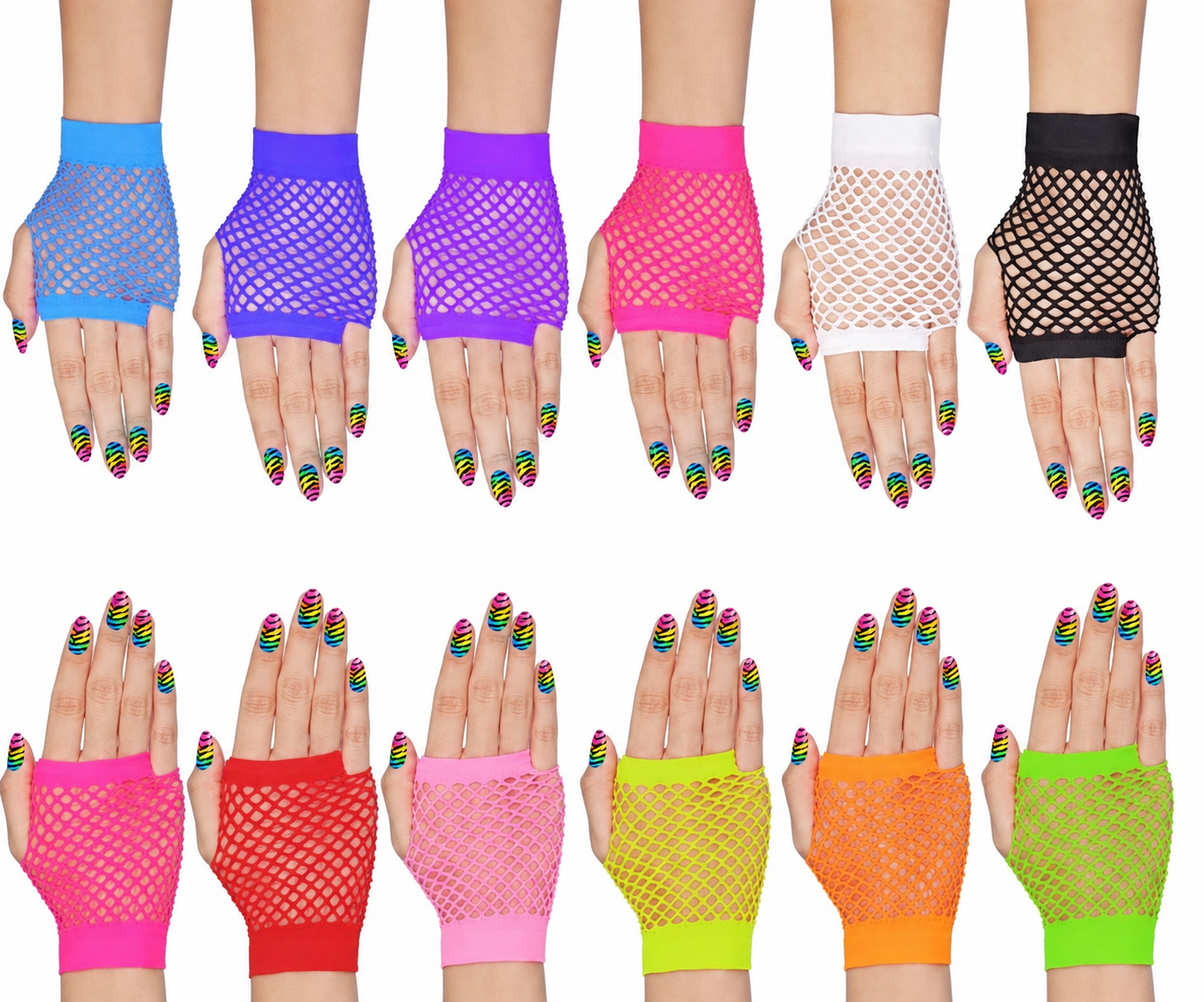 Short fishnet gloves