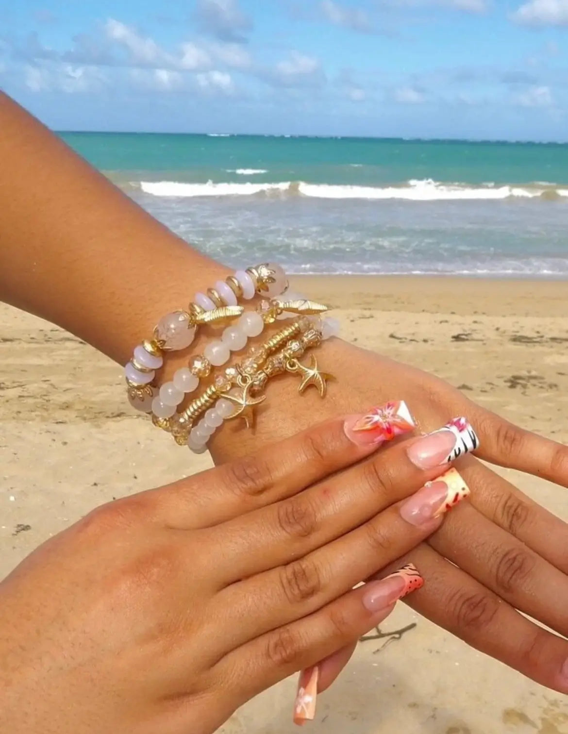 Waikiki beach layered bracelets