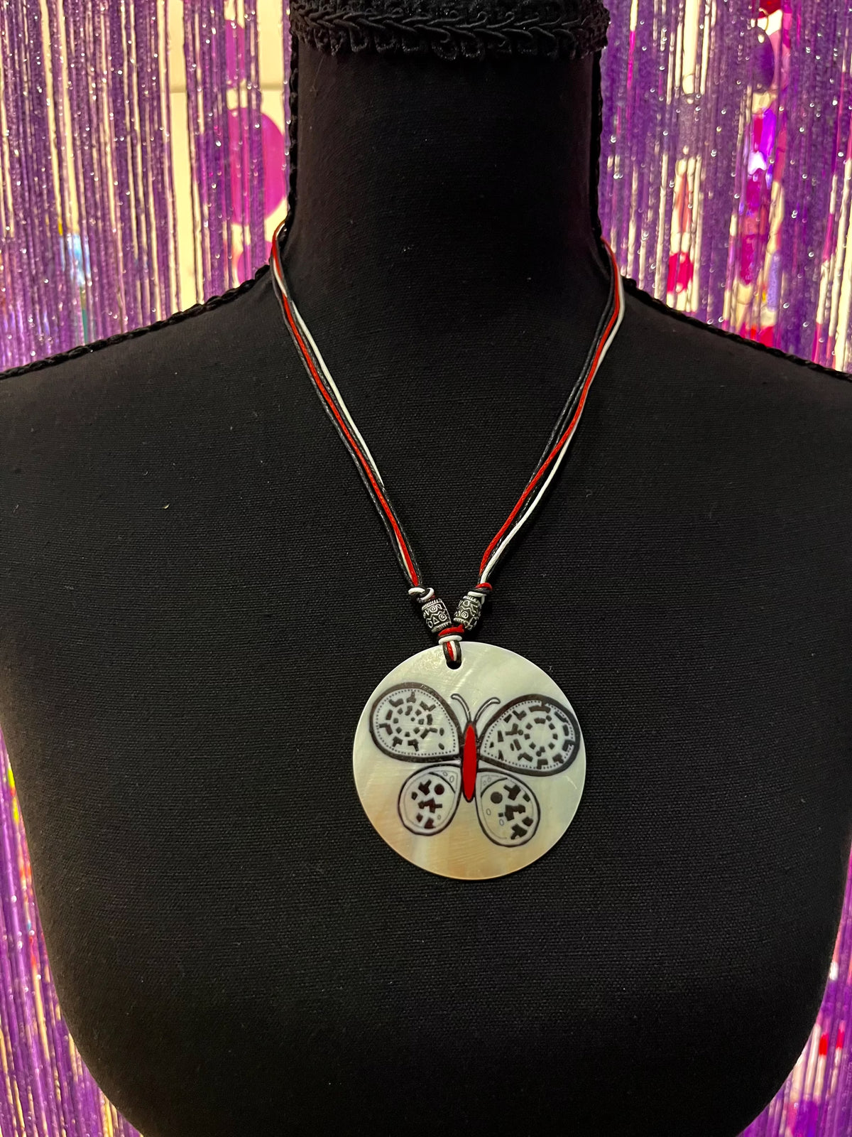 Vintage mother of pearl butterfly necklace
