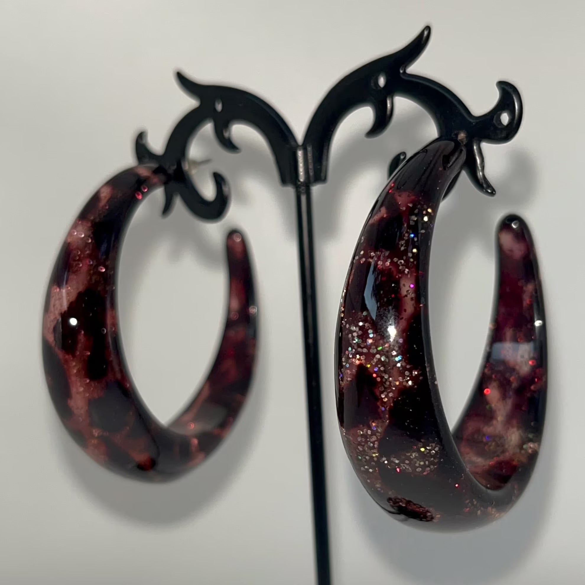 Glitter leopard hoops