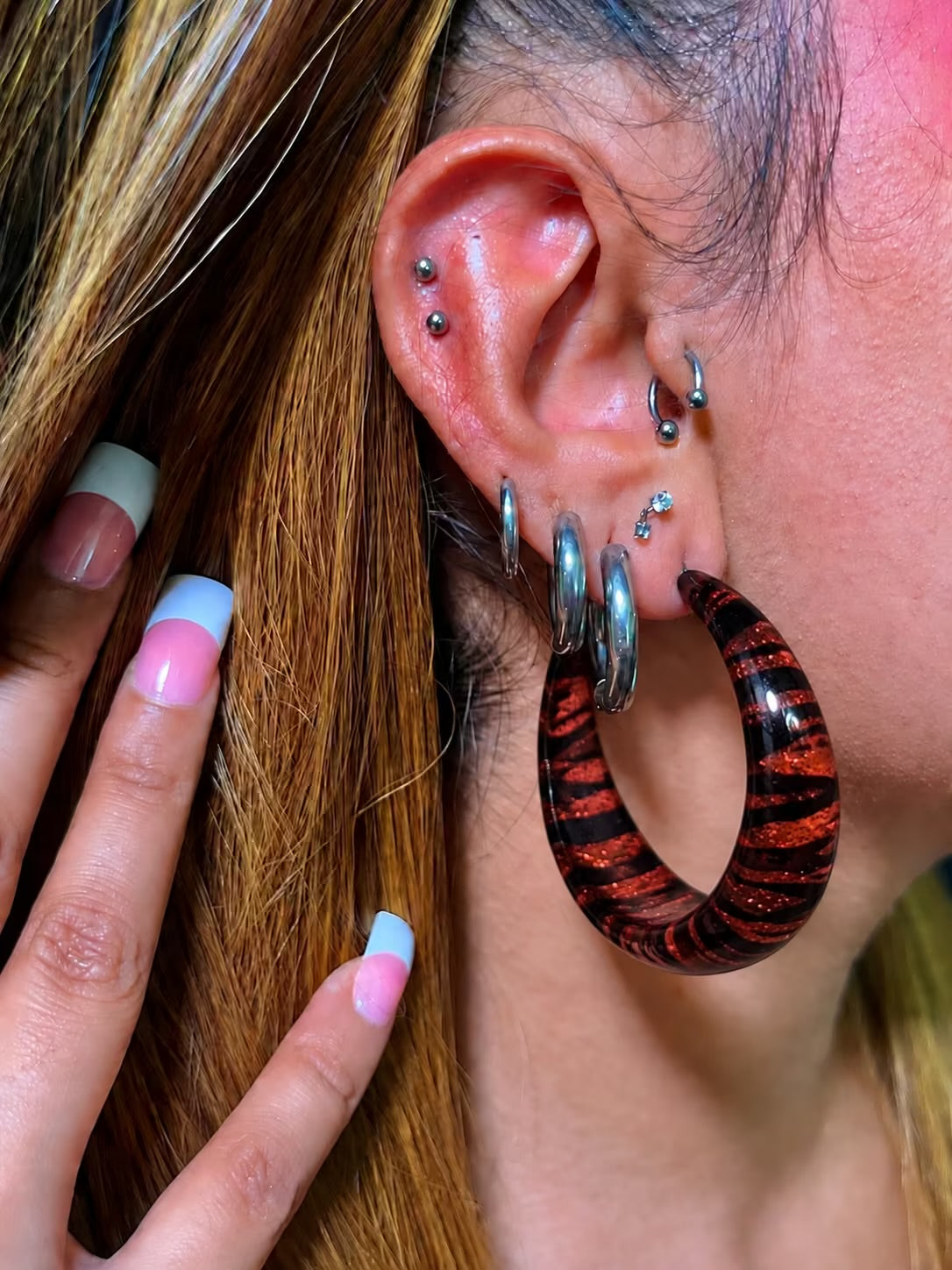 Burnt orange Glitter zebra lucite hoops - limited time offer!