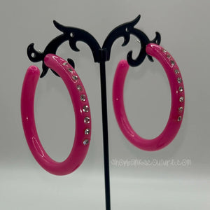 Candie crush hoop earrings - hot pink ♡