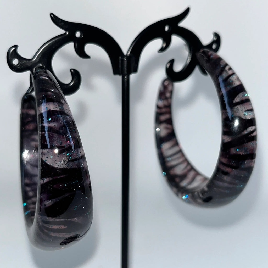 Glitter zebra hoops