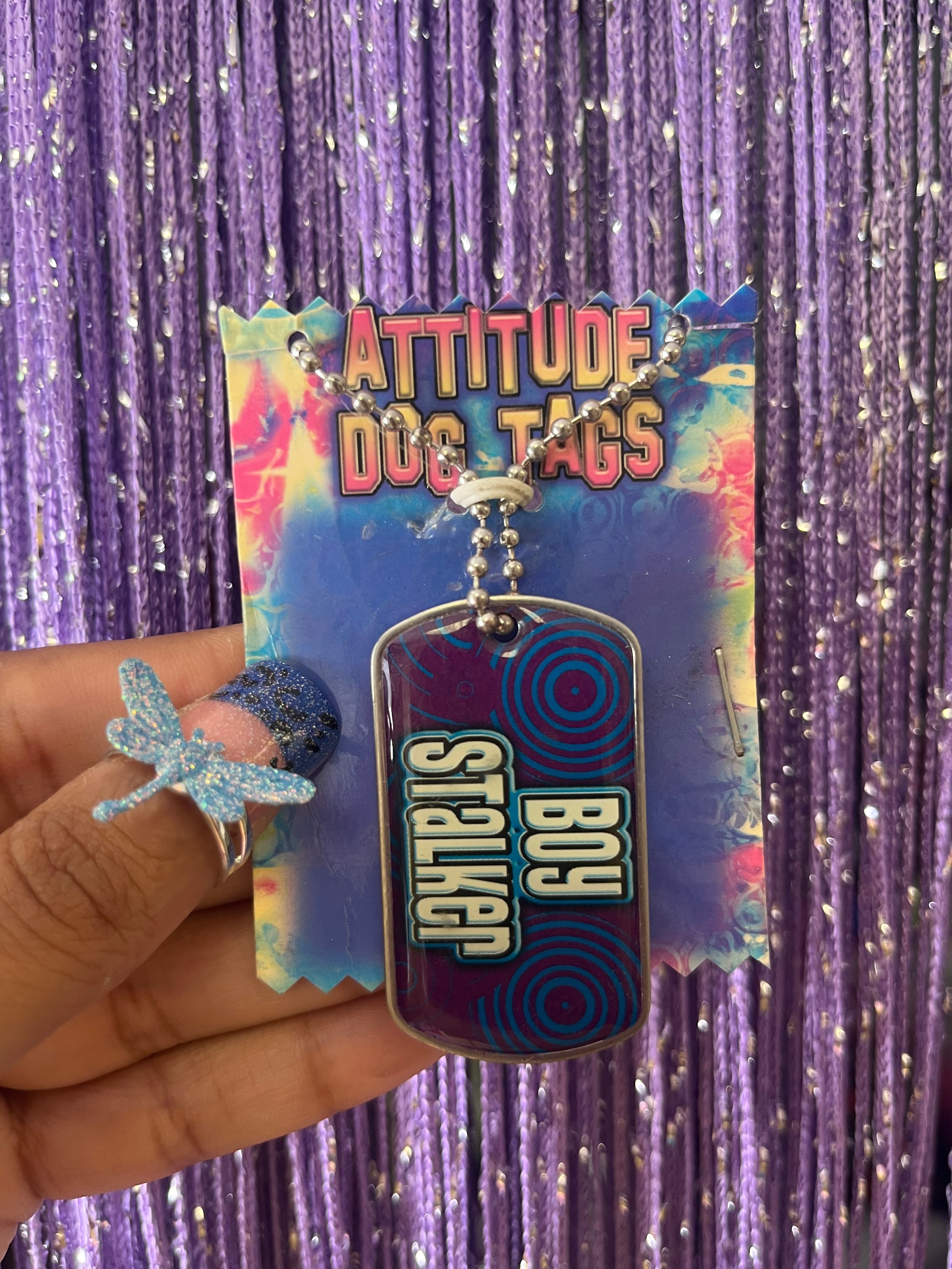 Boy stalker dog tag necklace