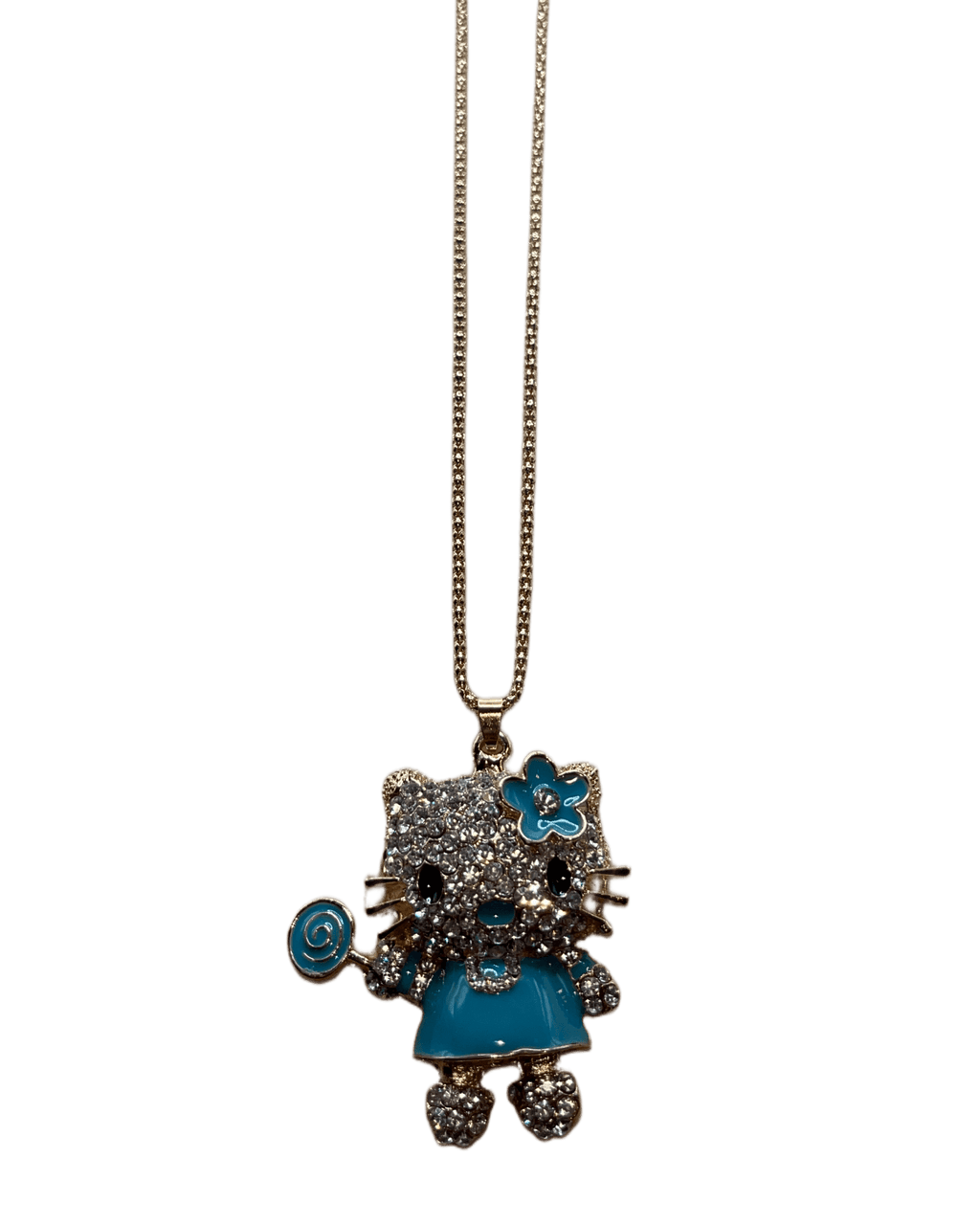 Hello kitty Crystal necklace - blue