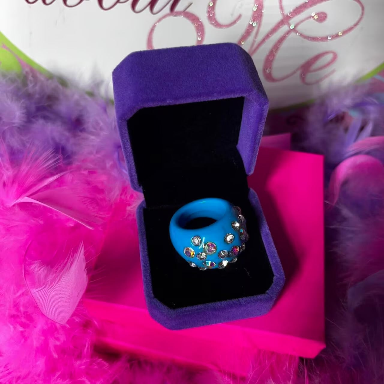 1999 vintage blue diva dome ring