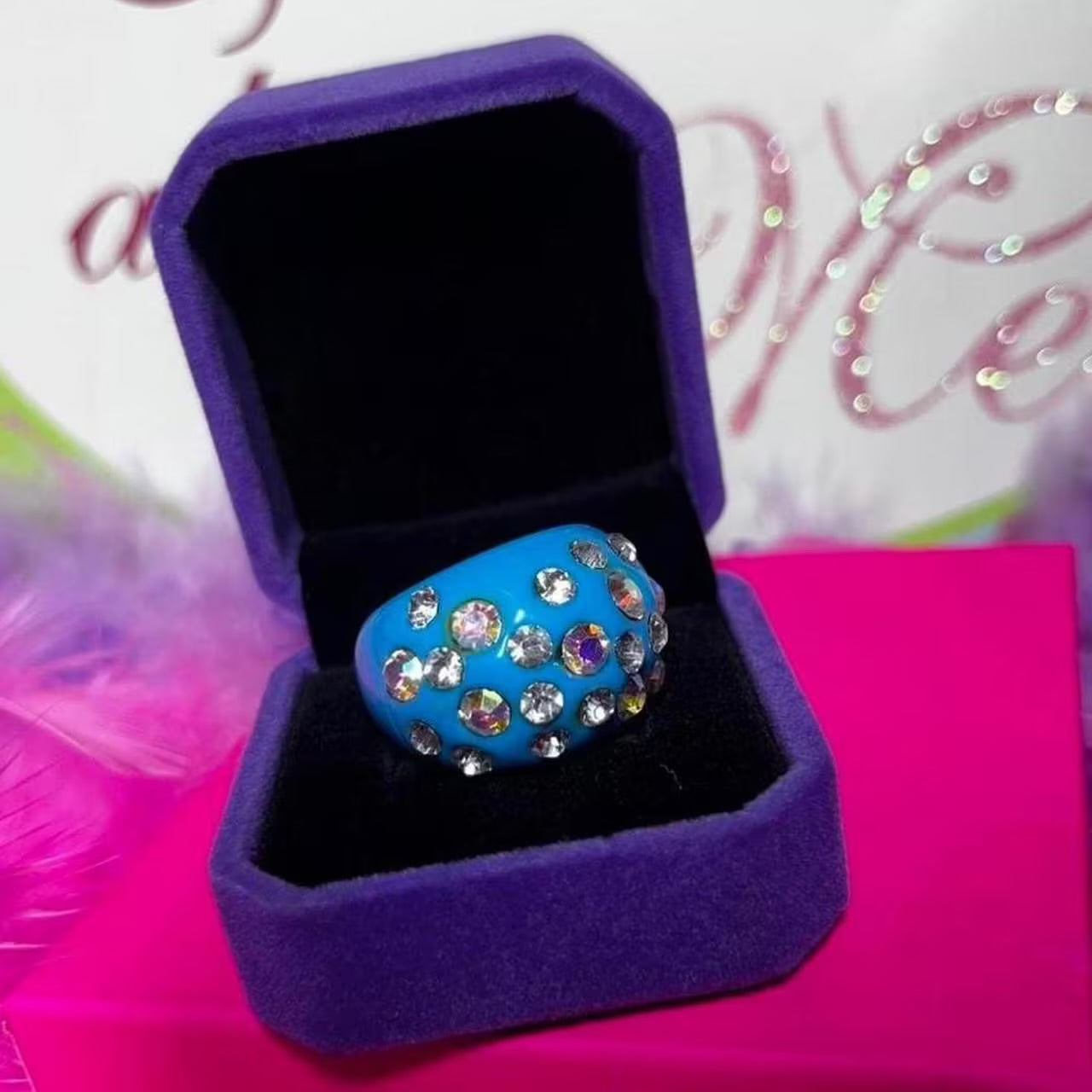 1999 vintage blue diva dome ring