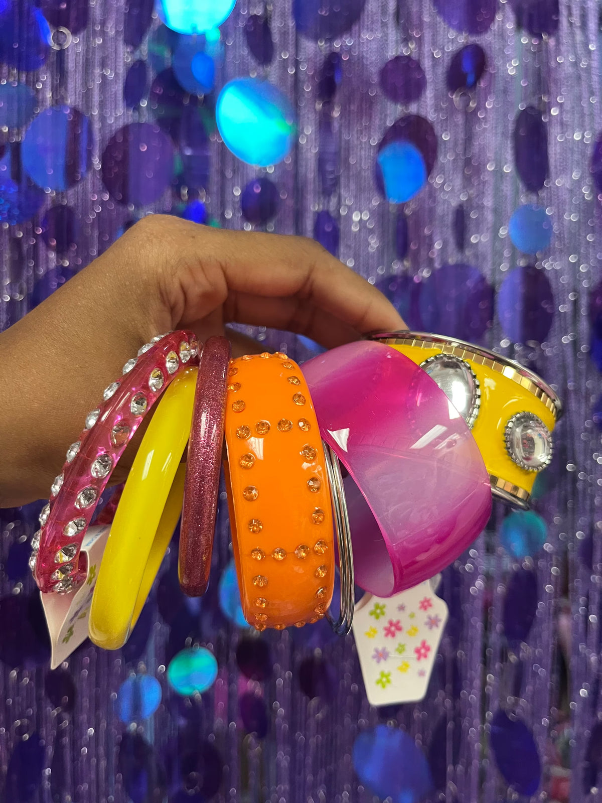 Tropical paradise curated vintage bangle bracelet set
