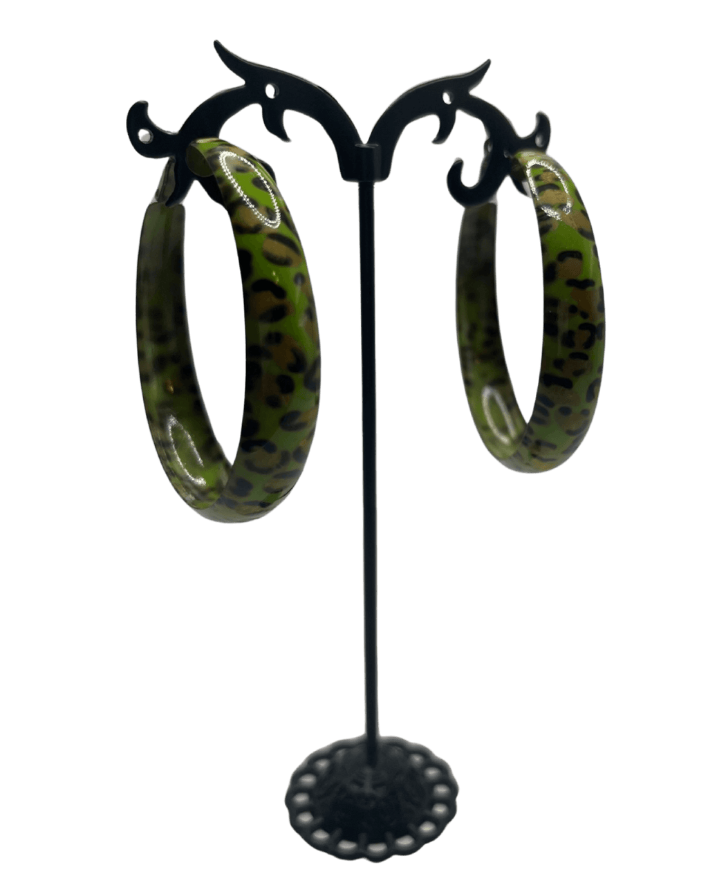 Leopard mini hoops - Green
