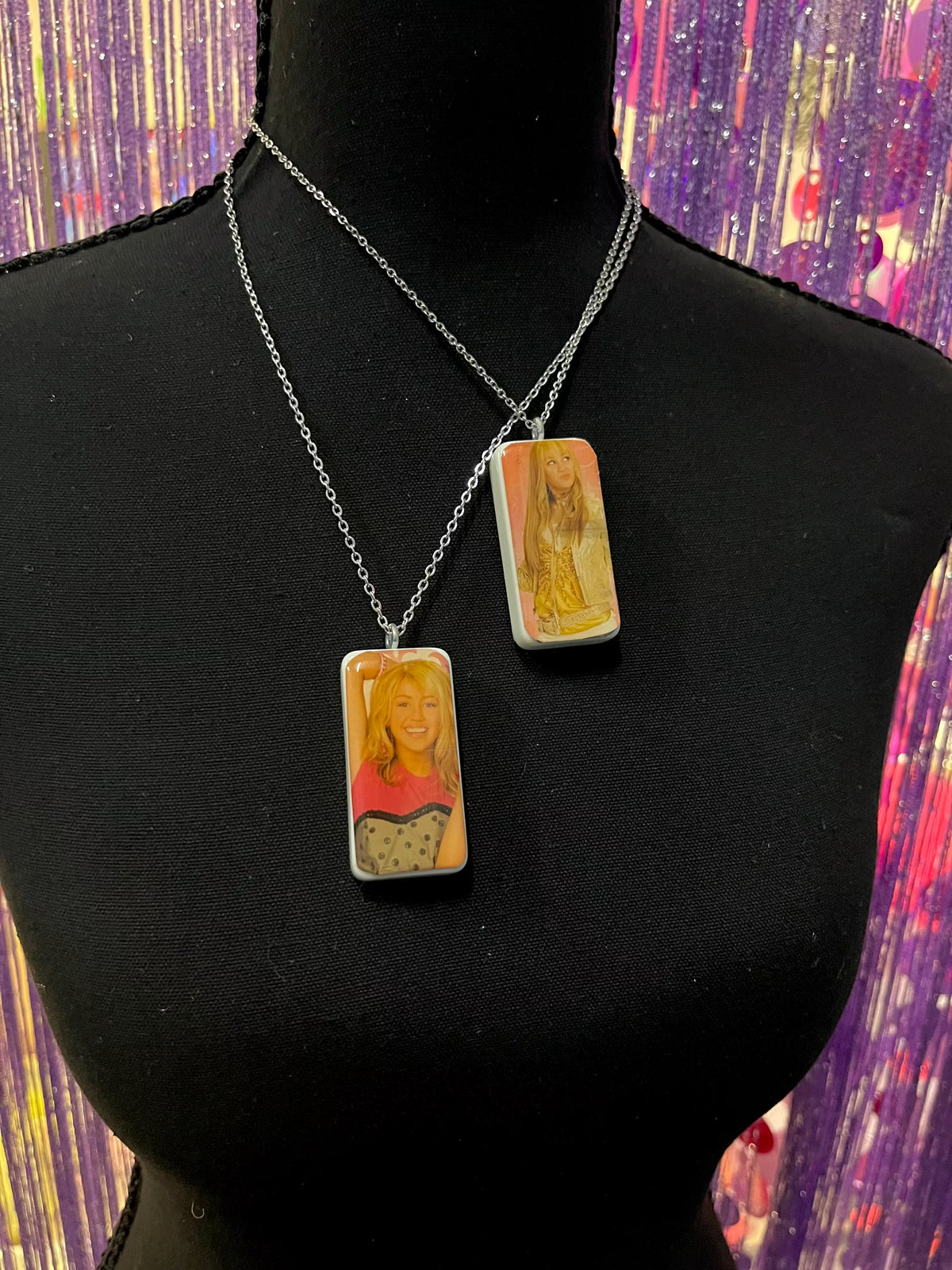 Stainless steel Hannah Montana Y2K Upcycled Vintage Domino Necklace