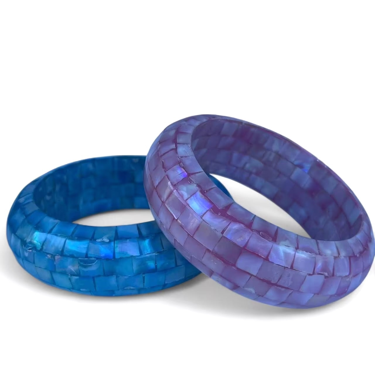 Mosaic shell bangle bracelets