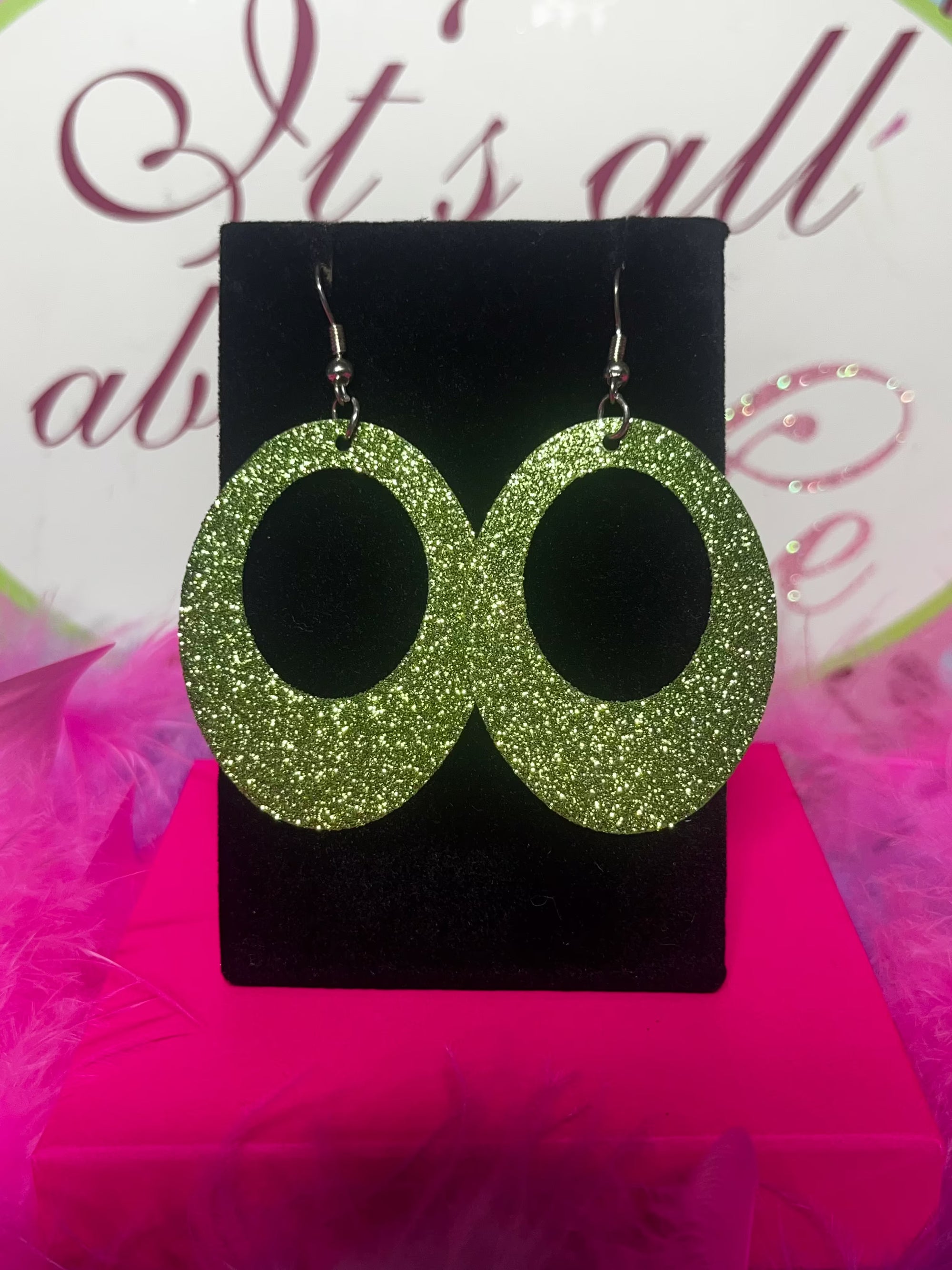 totally 2000s green glitter earrings