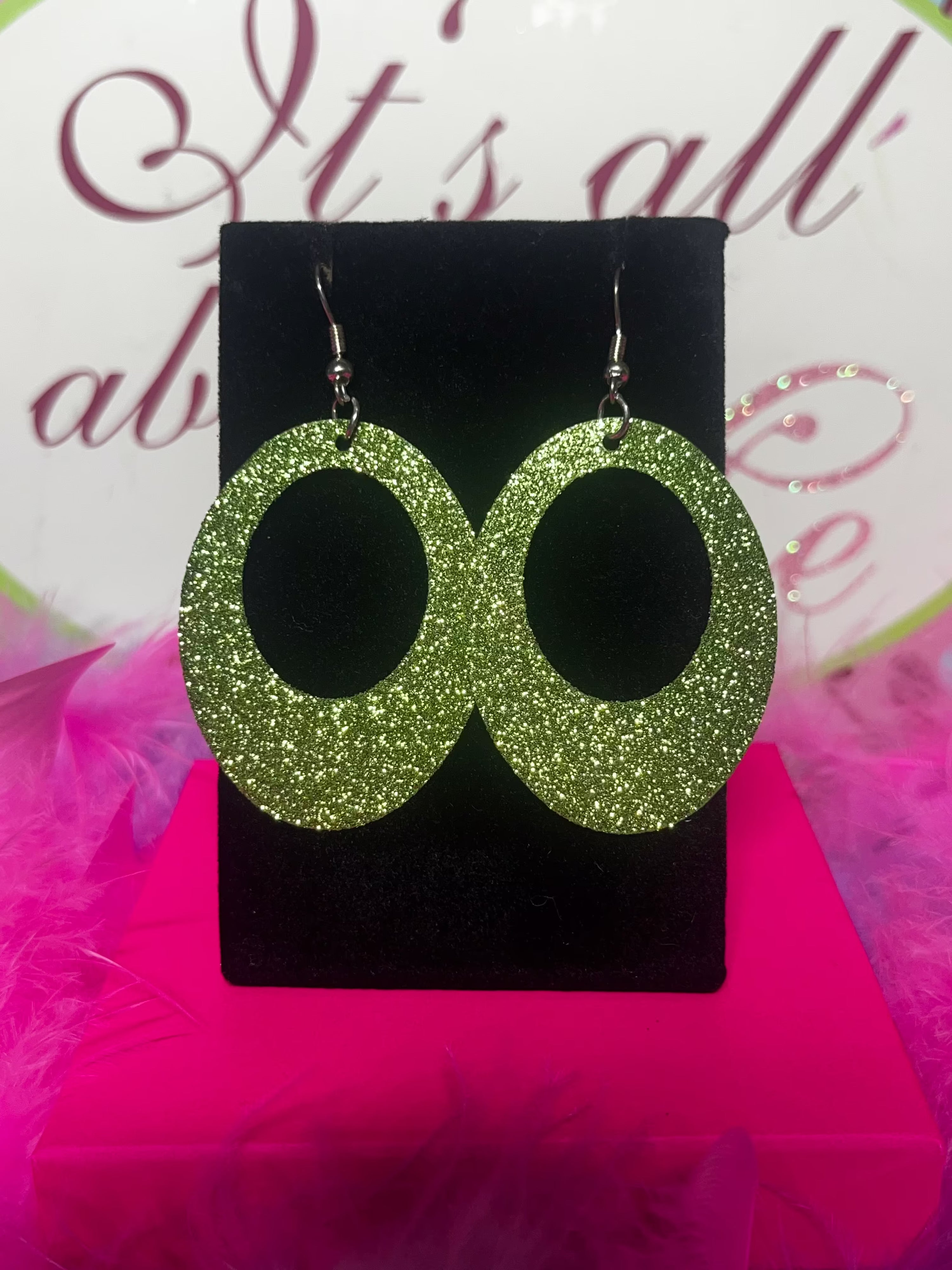 totally 2000s green glitter earrings