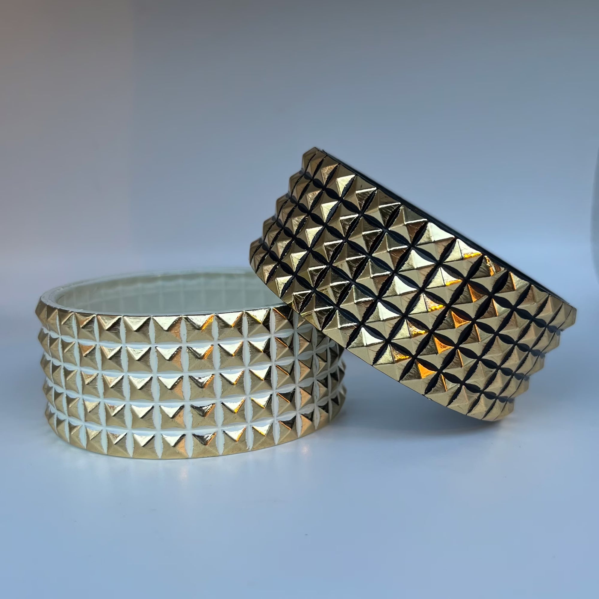 Black + white studded bangle bracelets