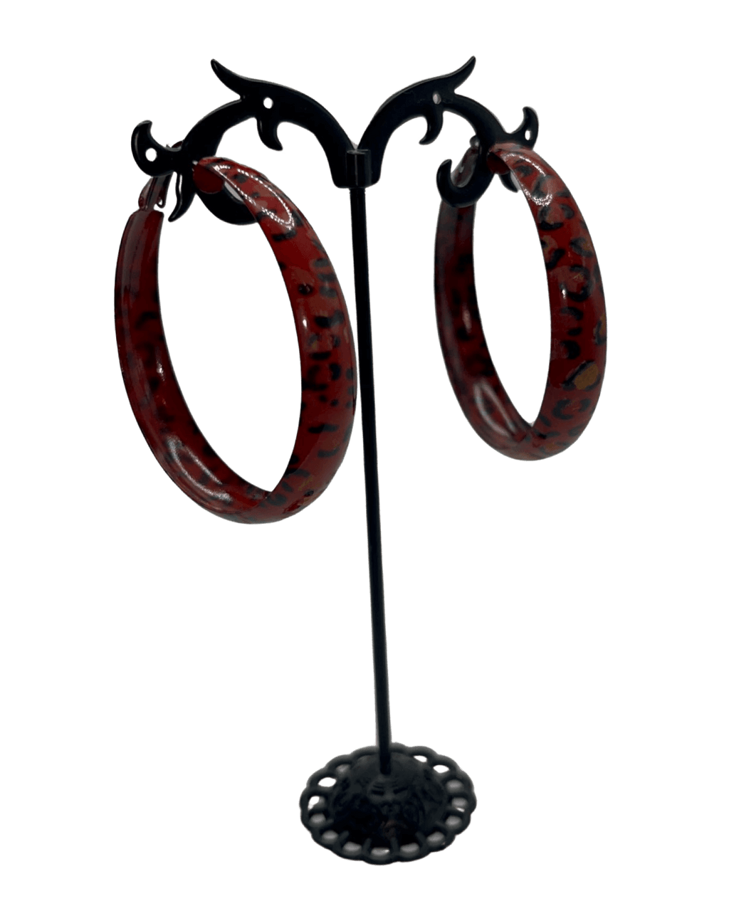 Leopard mini hoops - Red