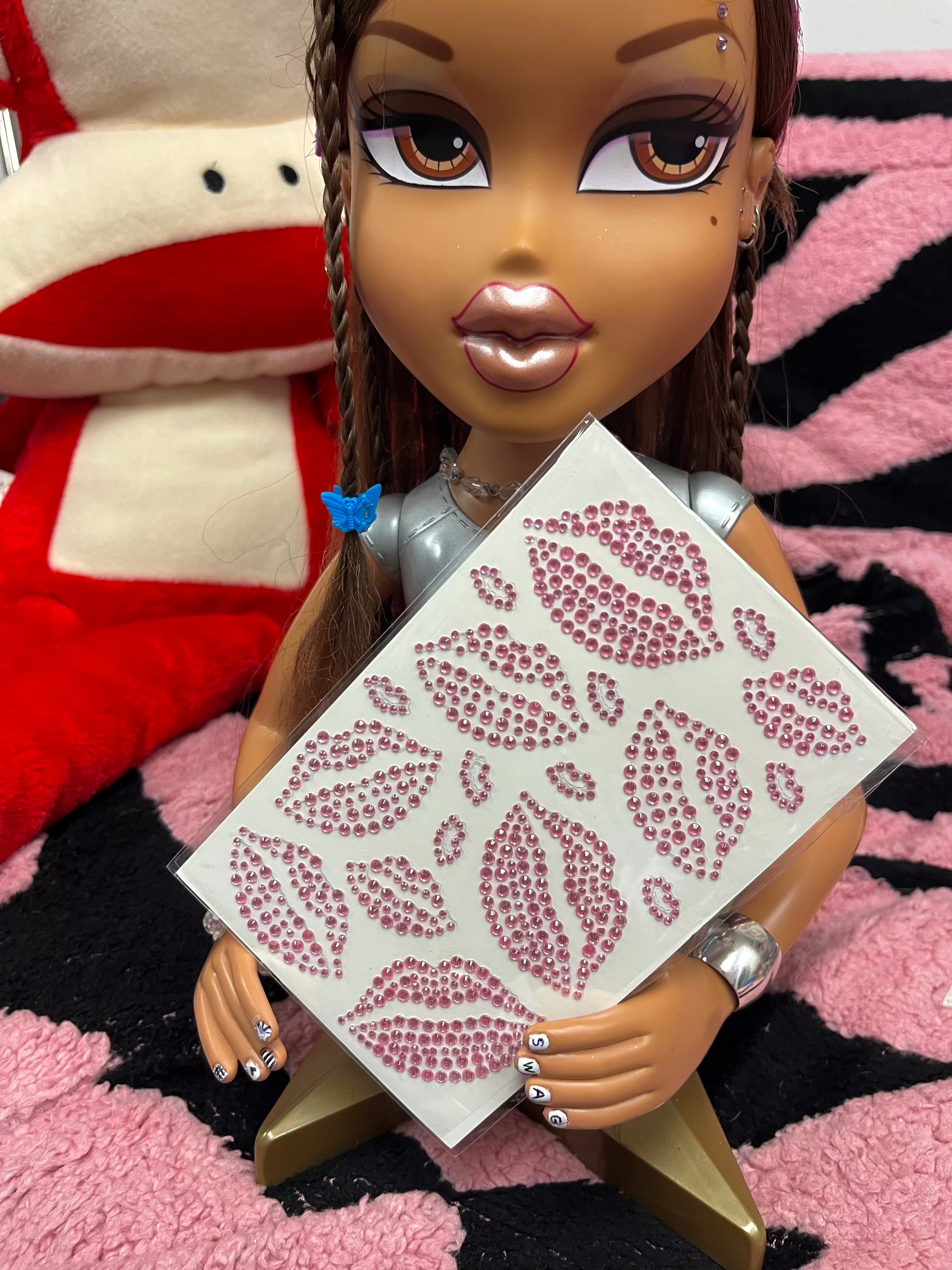 Bratty baby rhinestone lip tattoos
