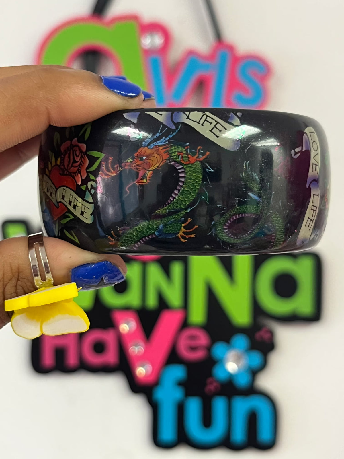 RARE 2006 Ed Hardy love life bangle bracelet