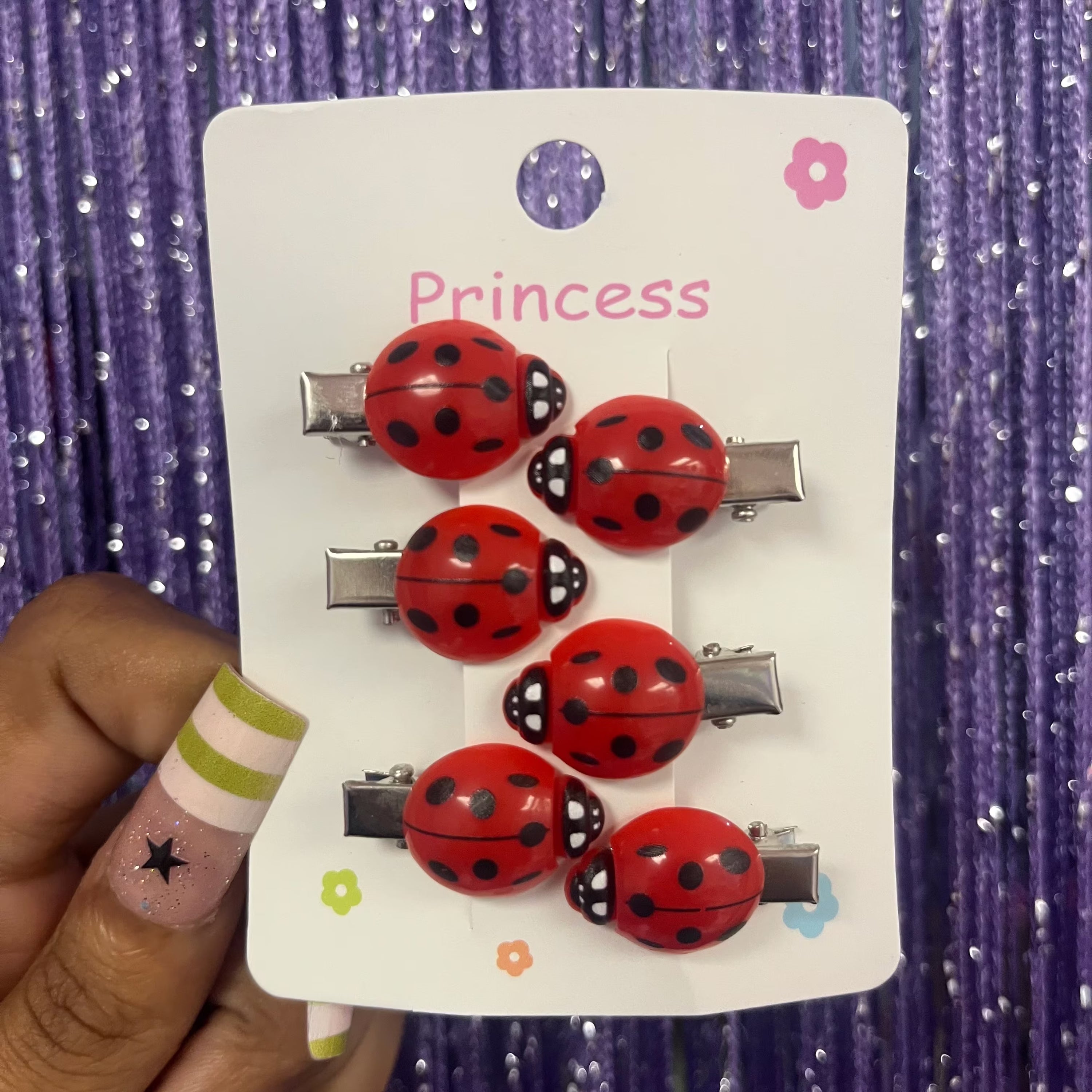 Lady bug hair clips