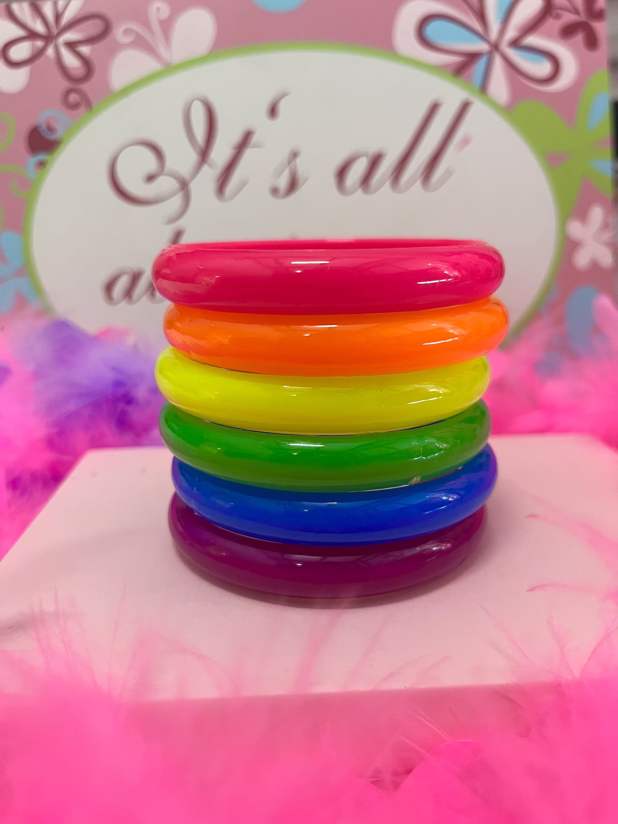 Thin plastic bangle bracelets