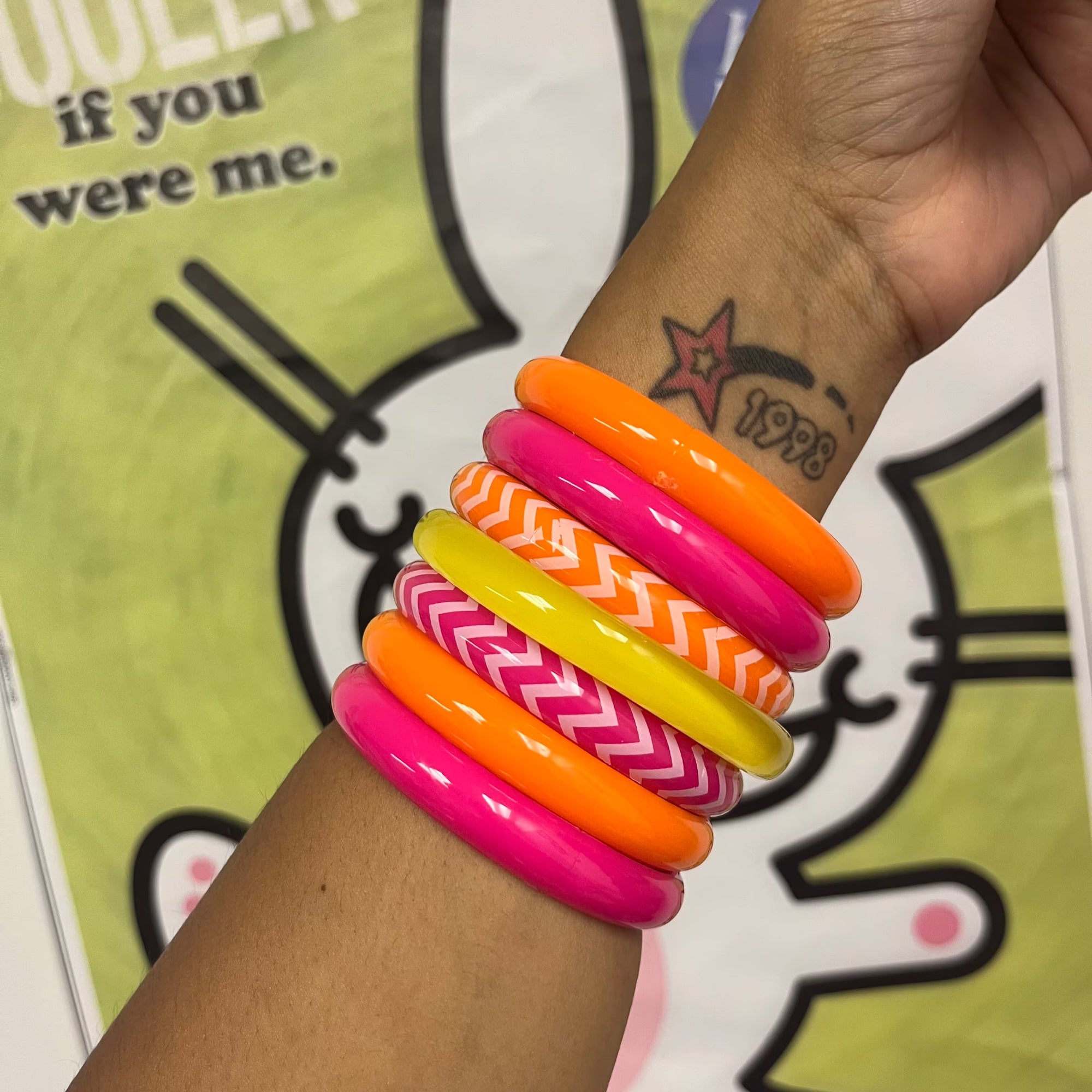 Tropical sunset Chevron bangle set