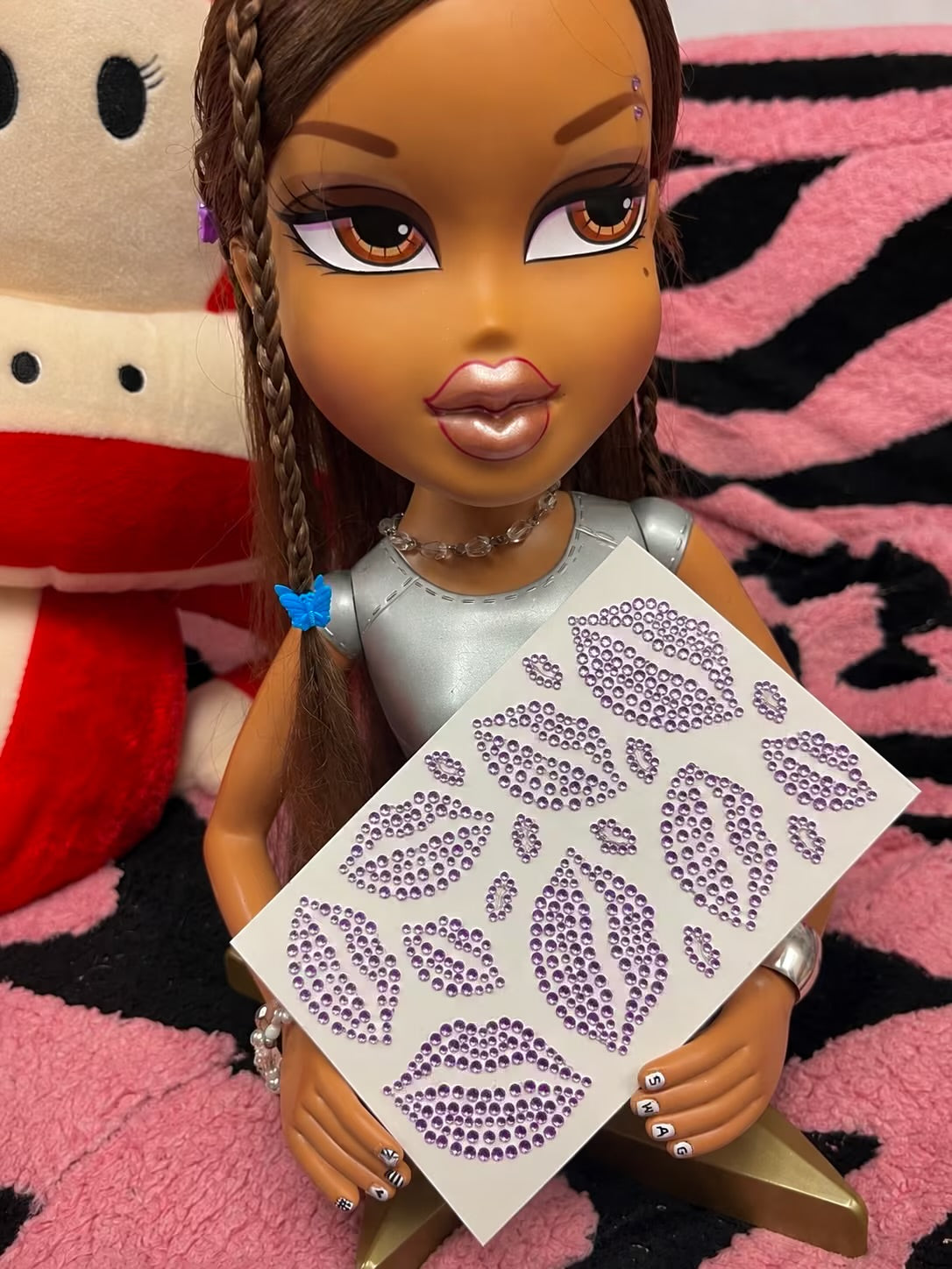 Bratty baby rhinestone lip tattoos