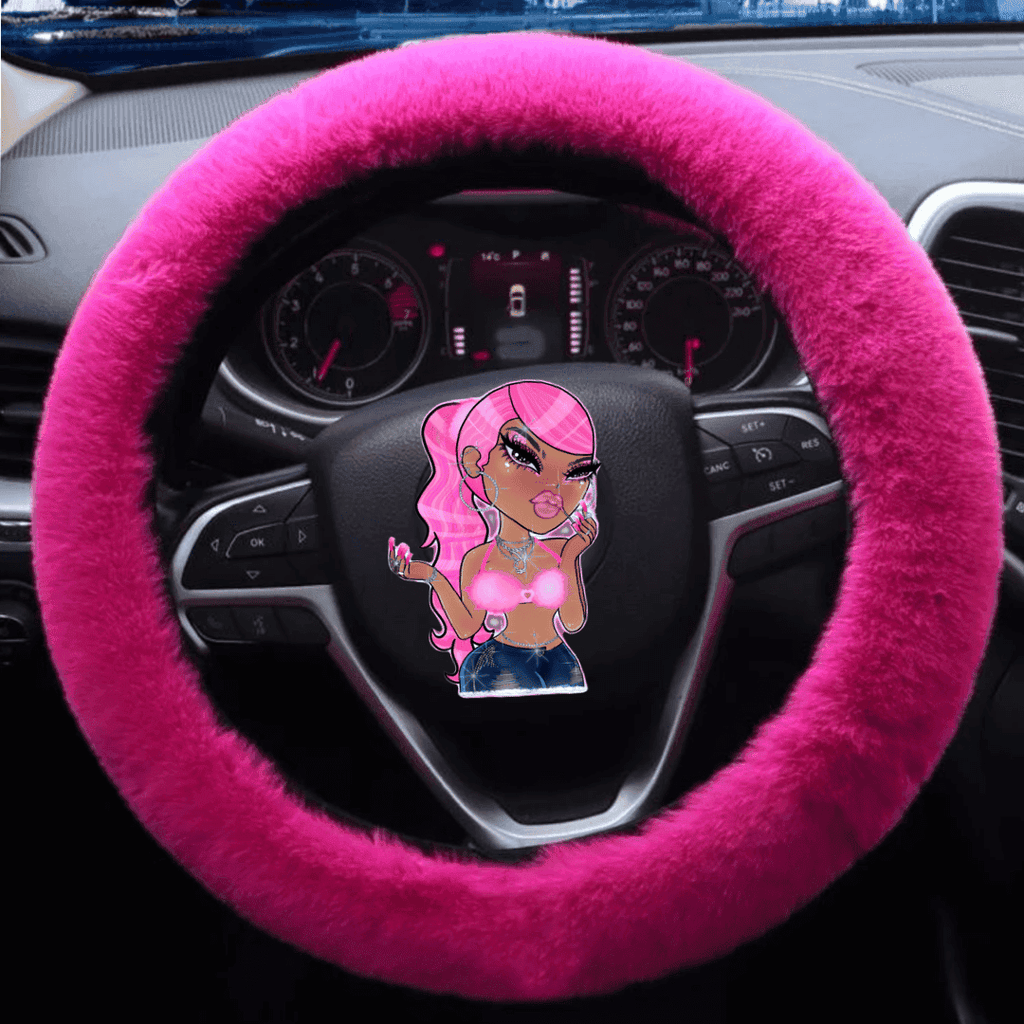 Fuzzy magenta steering wheel cover ☆